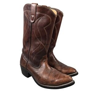 Double H Mens Brown Leather Cowboy Boot Western 8.5D Maxitred Oil Resistant 1909